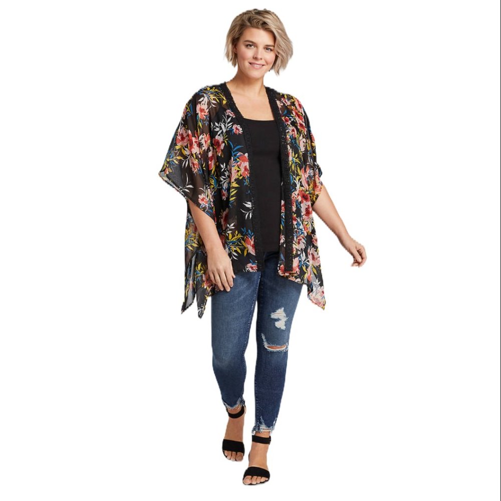 Lane Bryant Flower Crochet-Trim Overpiece ONE SIZE